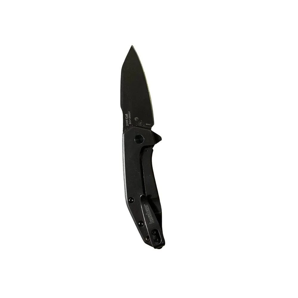 Kershaw 2065 Black Folding Knife 8Cr13MoV w/ Tribal Dragon Engraving EDC